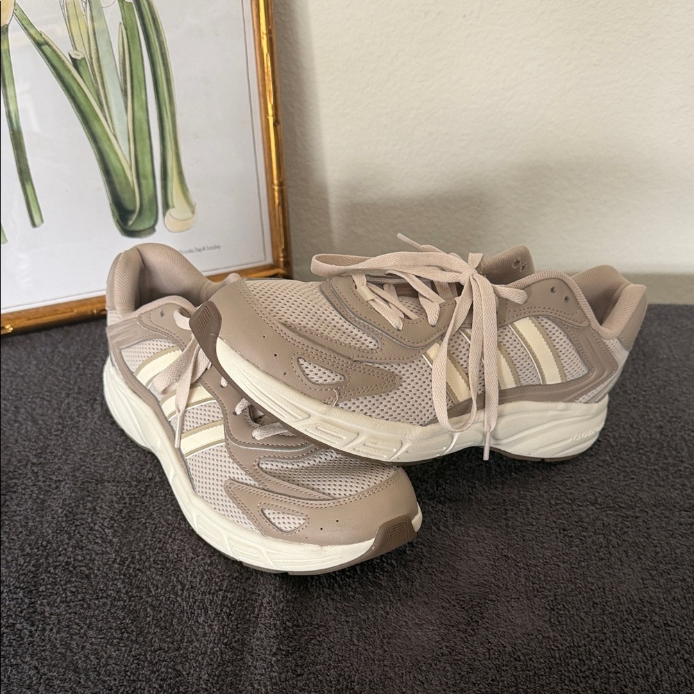 Adidas Women's Taupe and Cream Sneakers